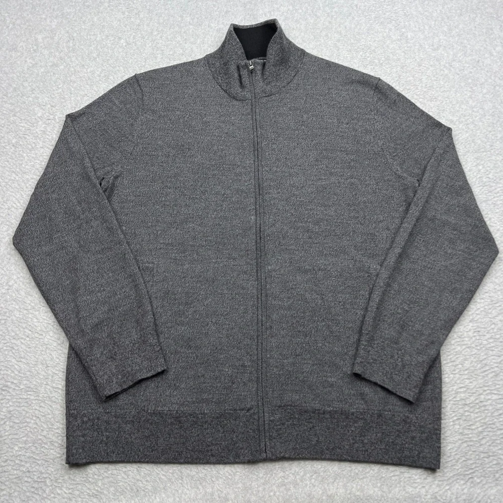 Banana Republic Cardigan Mens Large Charcoal 100% Merino Wool Full Zip Sweater